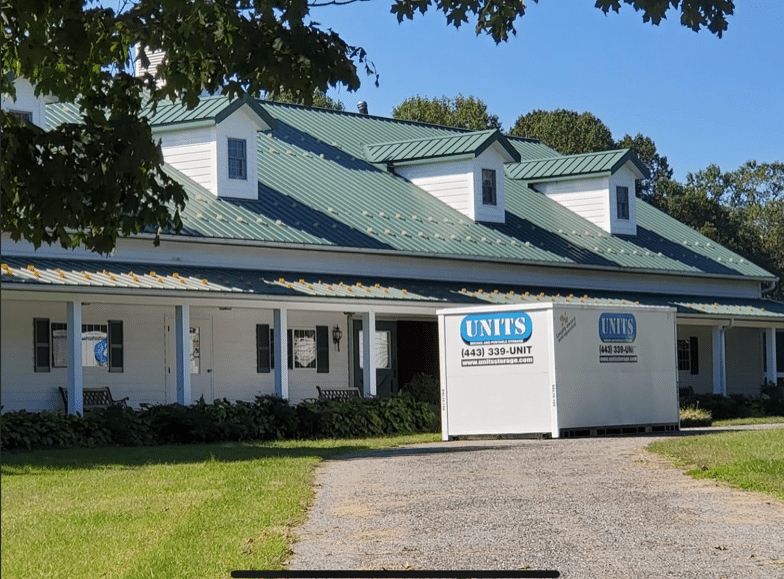 UNITS Portable Storage Containers in front of house in Baltimore Maryland