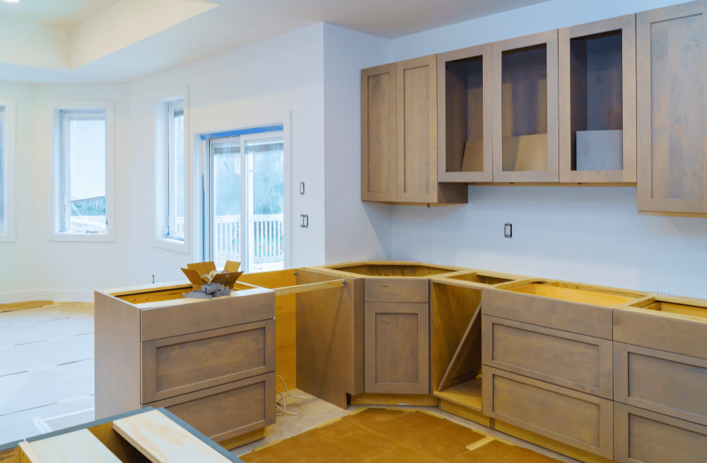 A kitchen that is currently getting remodeled.