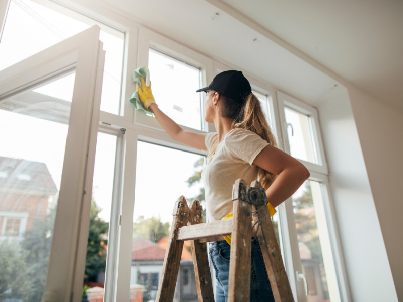 A woman Spring Cleaning