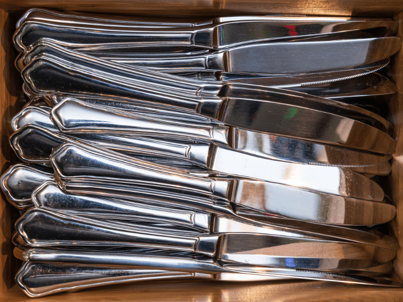 Metals knives in a drawer