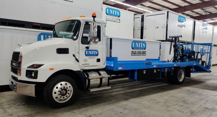 UNITS Moving and Portable Storage of Cincinnati containers on the back of a UNITS truck.