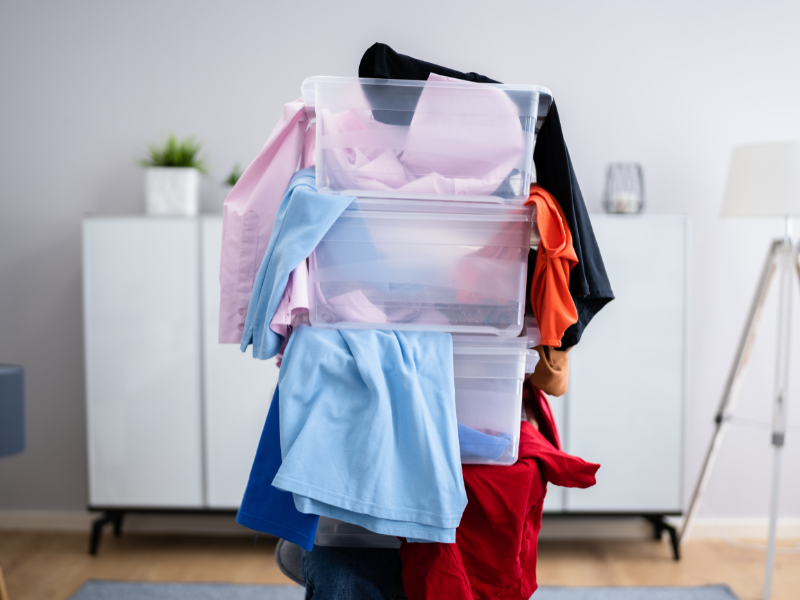 woman Decluttering before her move