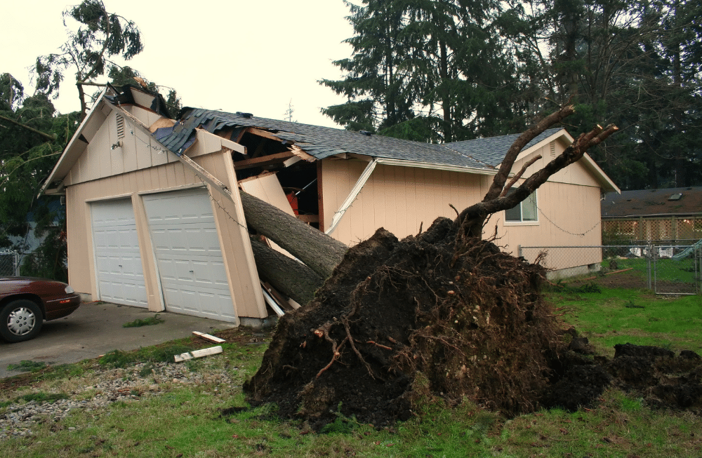 A house after being hit by a hurricane.