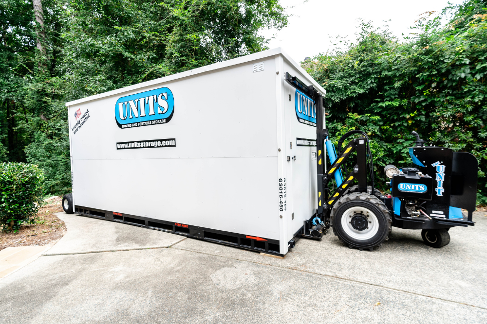 UNITS Moving and Portable Storage container being moved by a ROBO-UNIT.