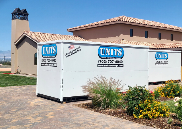 UNITS of Las Vegas Nevada next to a home.