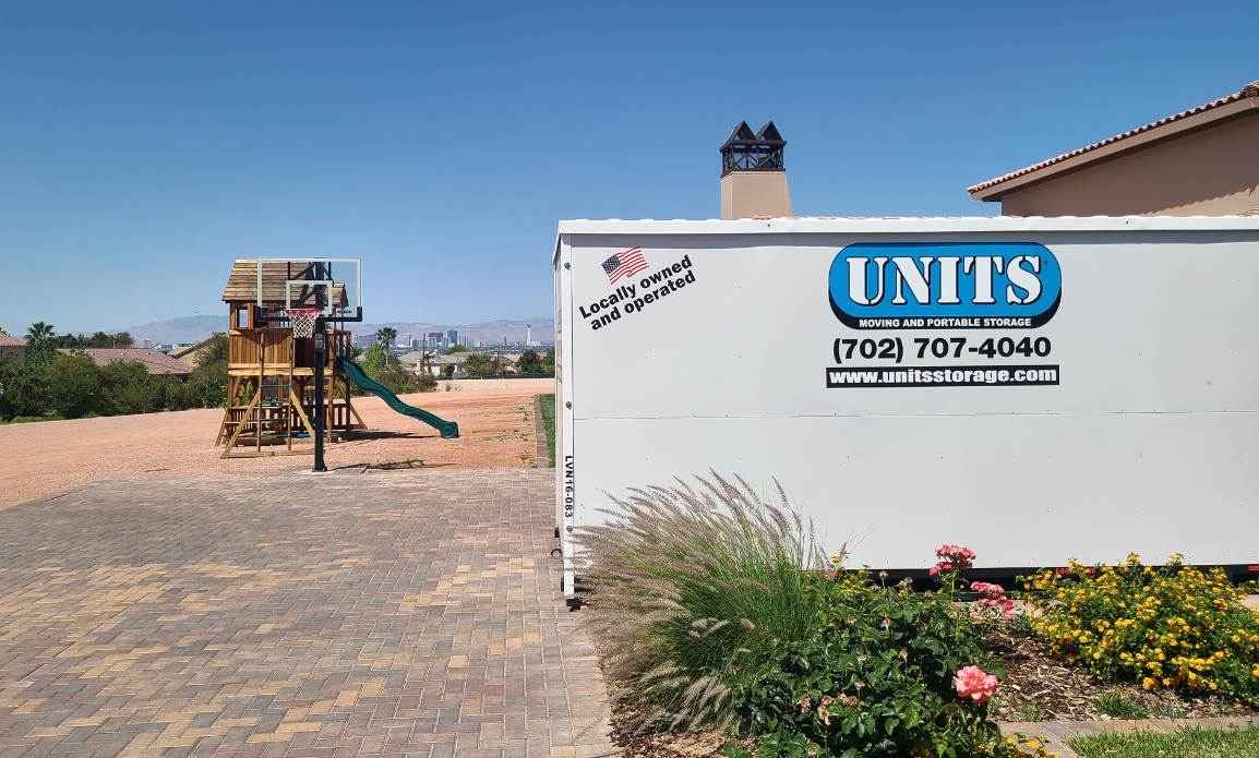 UNITS of Las Vegas Nevada. UNIT next to a basketball hoop. desert sun