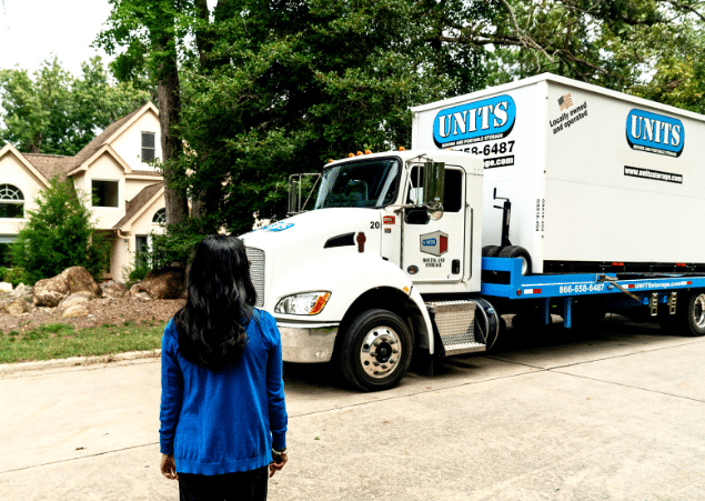 Girl watching a UNITS container in Madison wisconsin