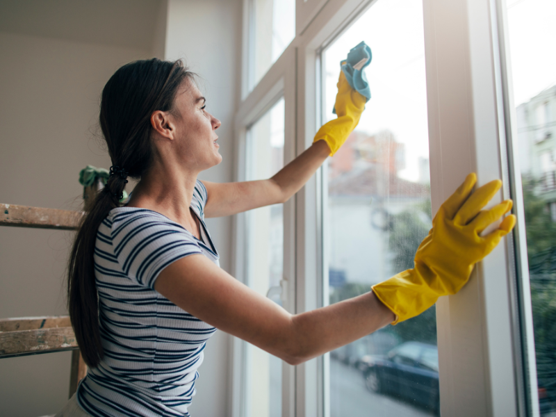 a woman Spring Cleaning