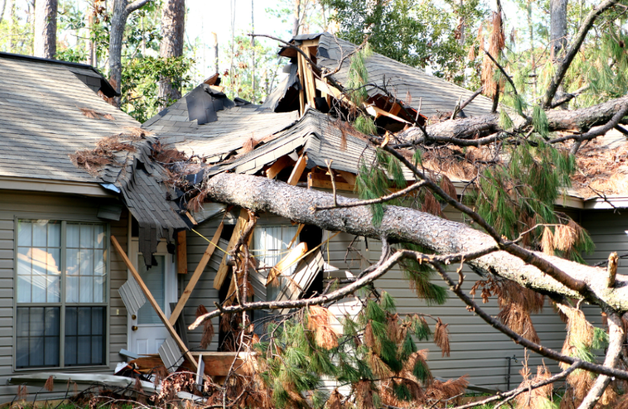 A house after being hit by a hurricane.