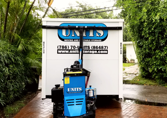 UNITS Moving and Portable Storage of Miami container being moved by a ROBO-UNIT.