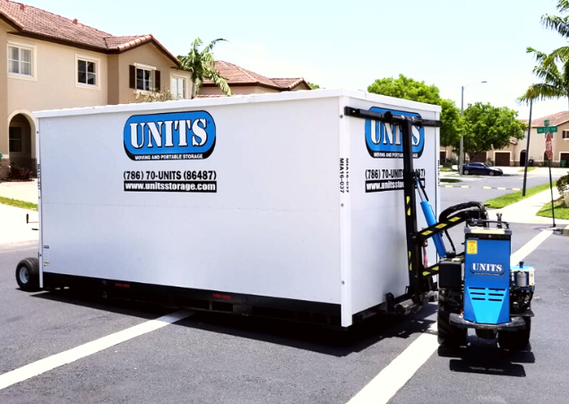 UNITS Moving and Portable Storage of Miami container being moved by a ROBO-UNIT.