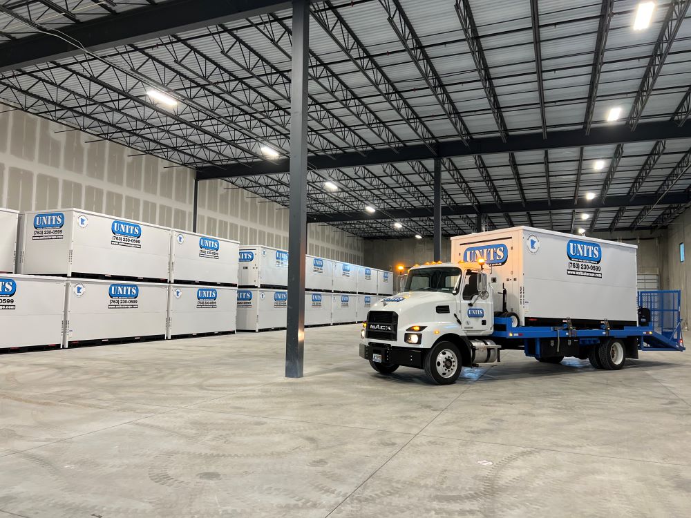 Units of Minneapolis truck sitting in storage warehouse