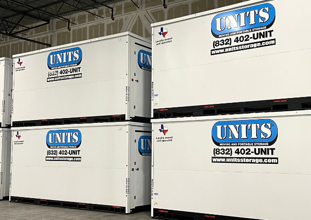 Units of North Houston container sitting in storage warehouse