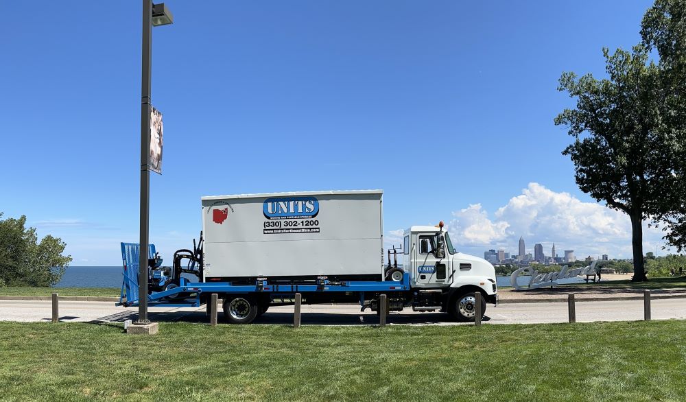 A Units Of Northeast Ohio truck parked on the street.