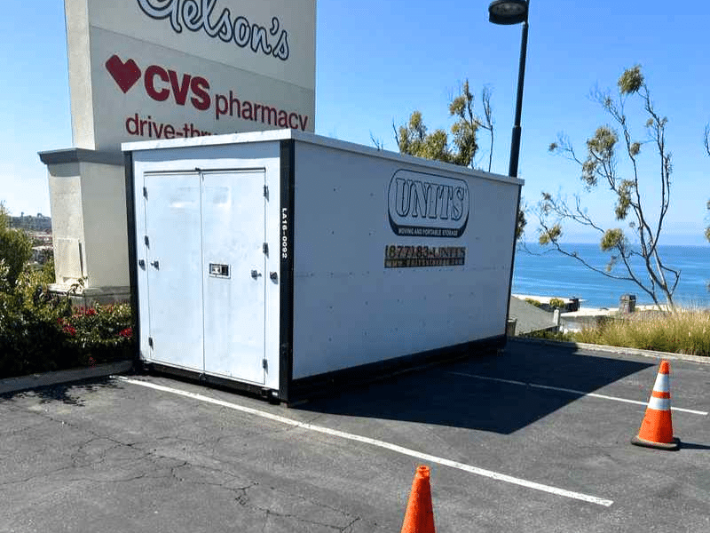 UNITS Moving and Portable Storage Container in a parking lot.