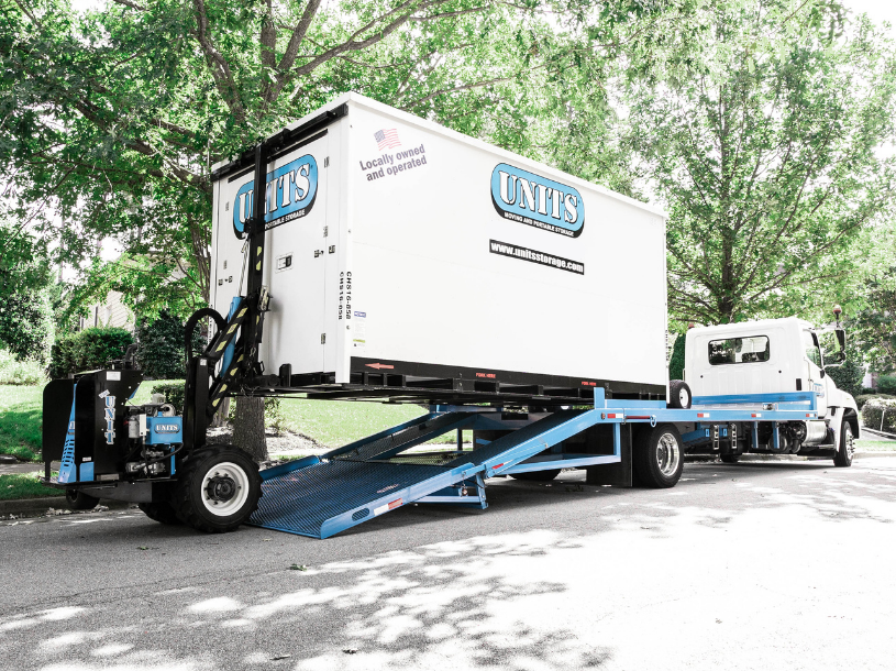 UNITS Moving and Portable Storage of Phoenix container being moved off a truck by a ROBO-UNIT.