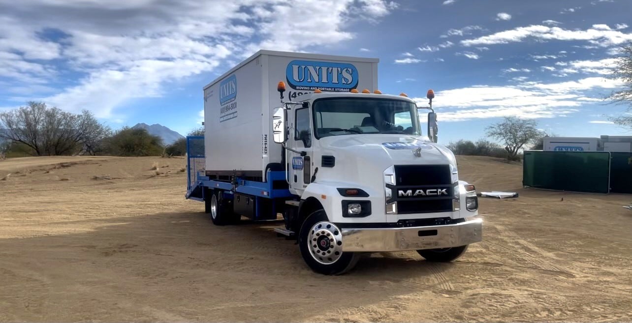 UNITS Moving and Portable Storage of Phoenix container on the back of a truck.