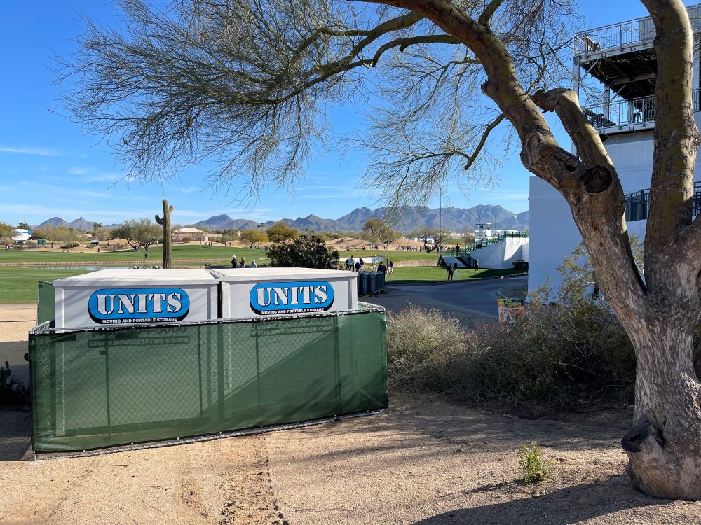 Two UNITS Moving and Portable Storage of Phoenix containers fenced off.