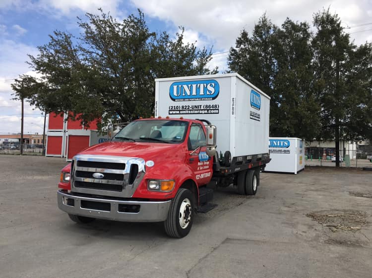 UNITS Moving and Portable Storage of San Antonio container on the back of a truck.