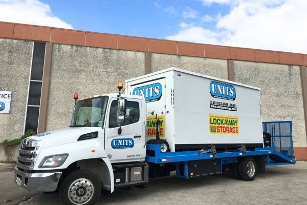 UNITS Moving and Portable Storage of San Deigo container on the back of a UNITS truck.