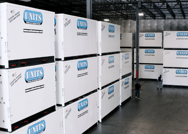 UNITS Moving and Portable Storage of San Diego containers in a warehouse.