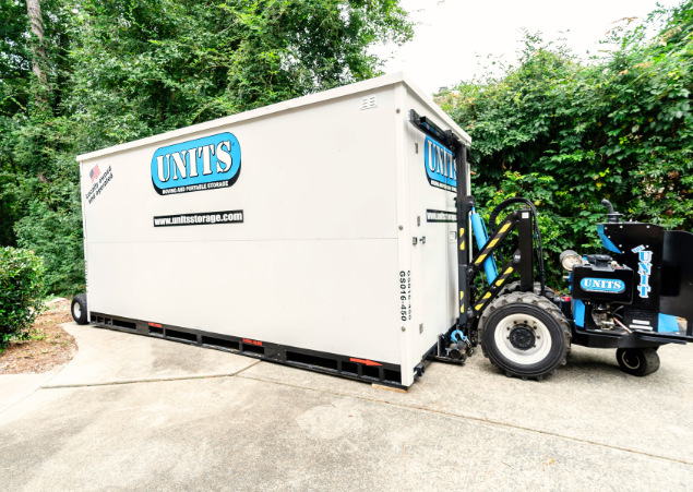 UNITS Moving and Portable Storage of San Diego portable storage container being delivered by a ROBO-UNIT.