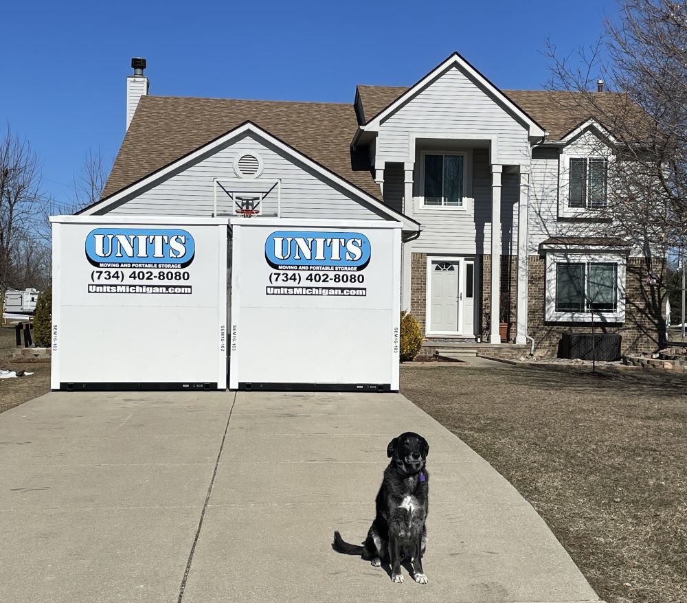 two UNITS container in a driveway in southeast michigan