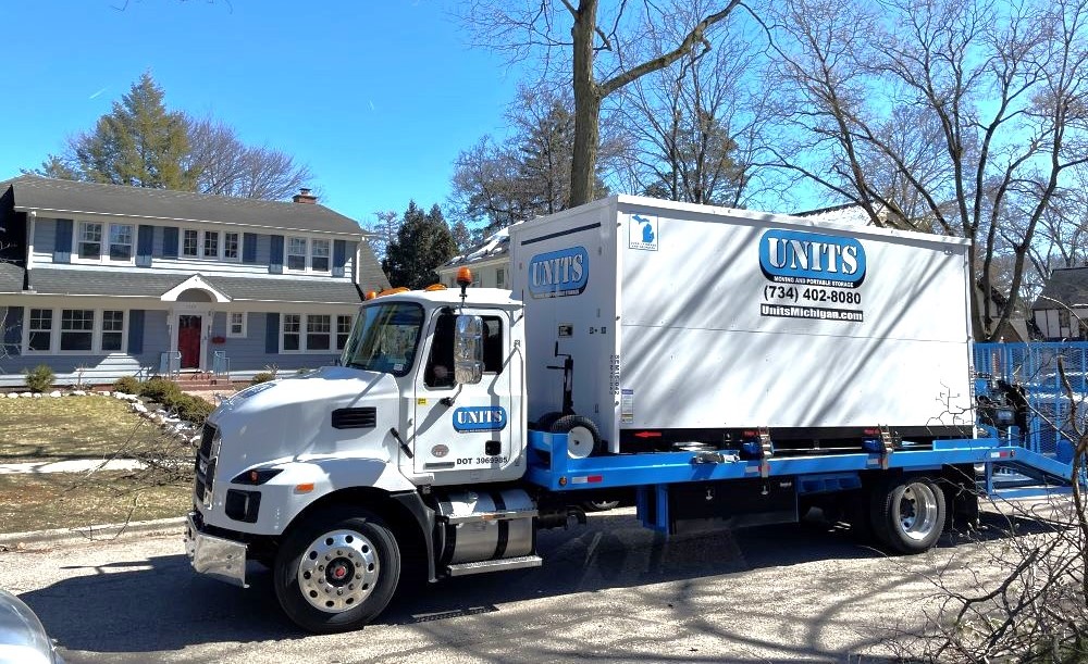 UNITS container on the back of a truck in southeast michigan